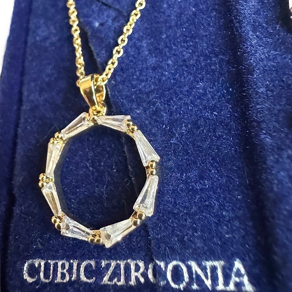 Danecraft Cubic Zirconia Circle Pendant & 3 Pair Stud Earring Set - Picture 9 of 15